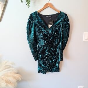 Zara Teal Sequin Dress